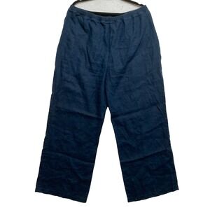 Vivid Wide Leg Pants Womens Size 18W Navy Blue Linen Zipper